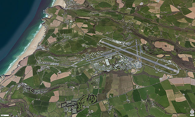 Newquay Airport satellite image