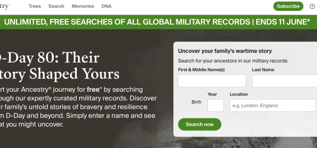 D-Day 80: find your military story for free Get unlimited, free searches of ALL military records – for a limited time only. Discover your family’s connection to this historical event. […]